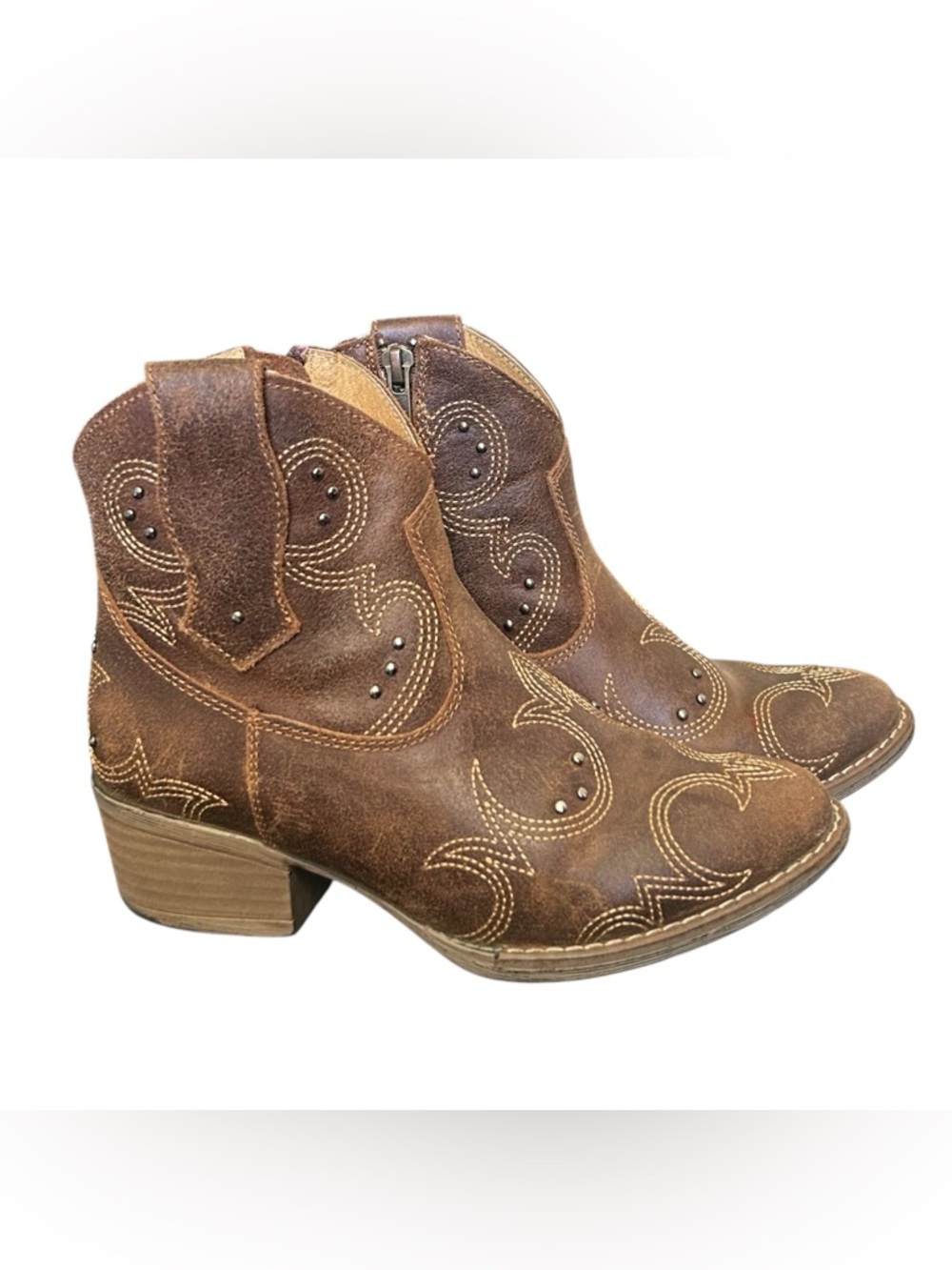 Sterling River Western Ankle  Cowgirl Boots Women’s 6.5 Brown Leather Made In Mx